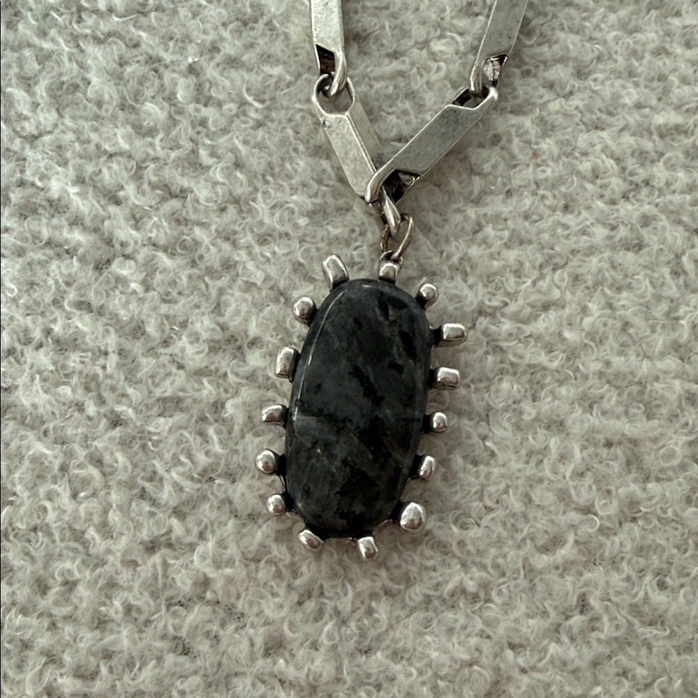 Zara necklace stack Silver-Tone Layered Chain Necklace with Black Stone Pendant - Picture 5 of 5